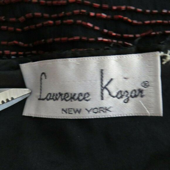 Lawrence Kazar Vintage Beaded Sequined Black Gold Red Silk Blazer Jacket Size M - Picture 10 of 10